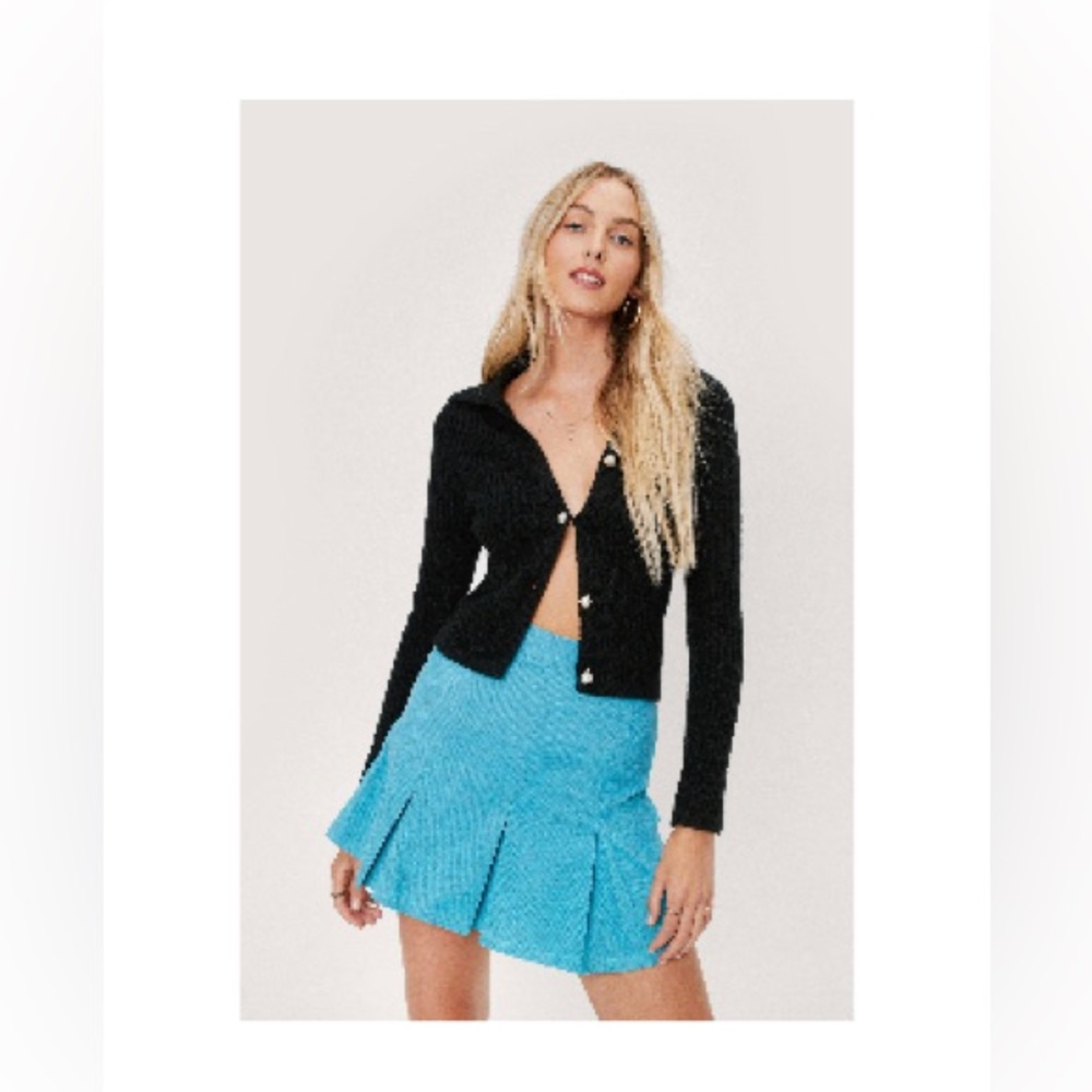 Nasty Gal Pleated Turquoise Mini Skirt